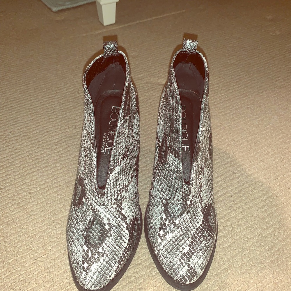 Snakeskin booties